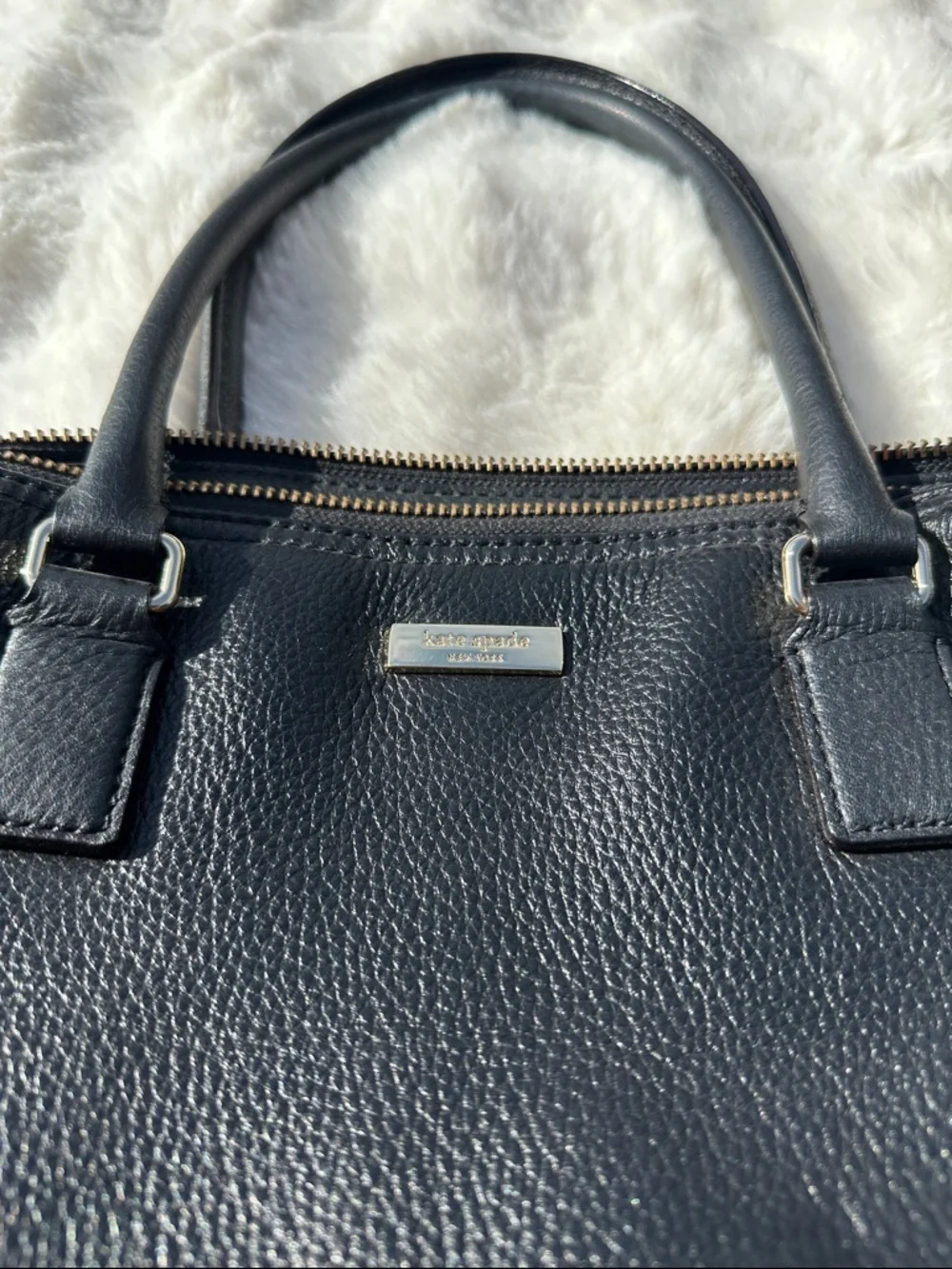 Kate Spade Ollie magnolia satchel tote leather black and white